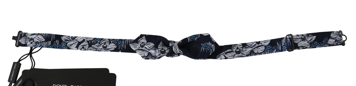 Dolce & Gabbana Navy Blue Floral Slim Adjustable Neck Papillon Men Bow Tie