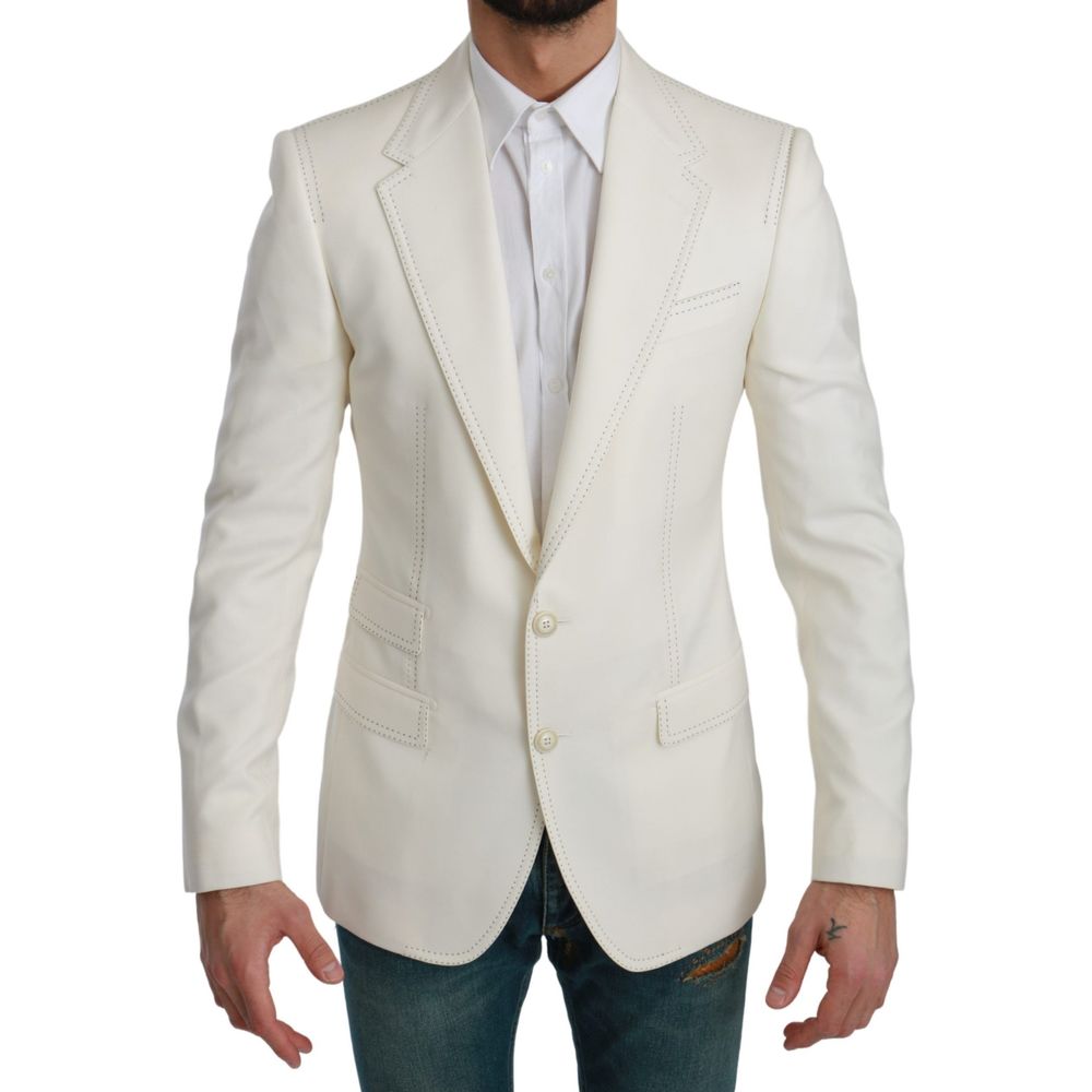 Dolce & Gabbana White Virgin Wool Blazer