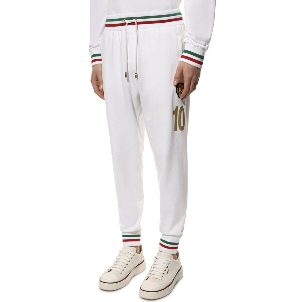 Dolce & Gabbana White Cotton Joggers (Workout Pants)
