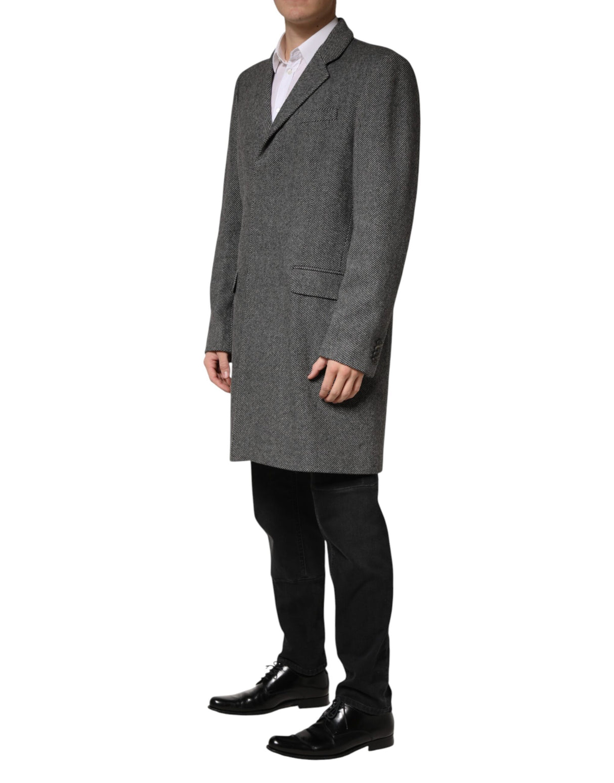 Dolce & Gabbana Gray Single Breasted Men Trench Coat Jacket