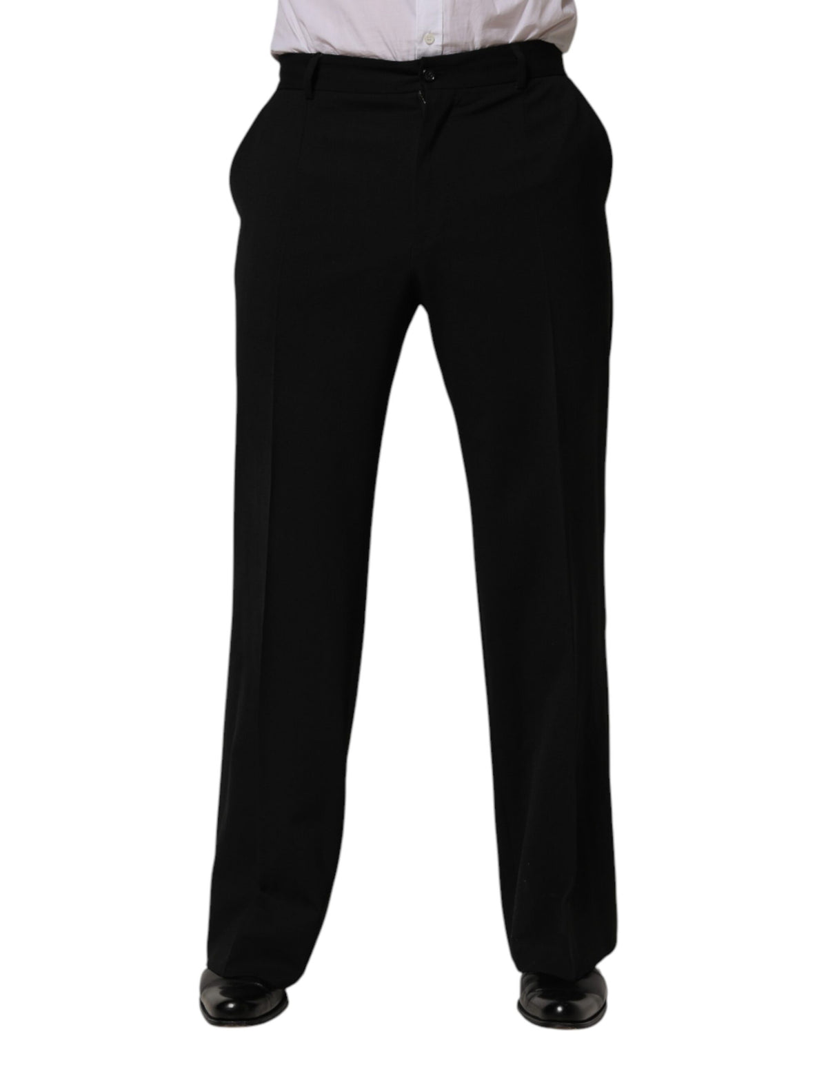 Dolce & Gabbana Black Wool Straight Men Dress Trouser Pants