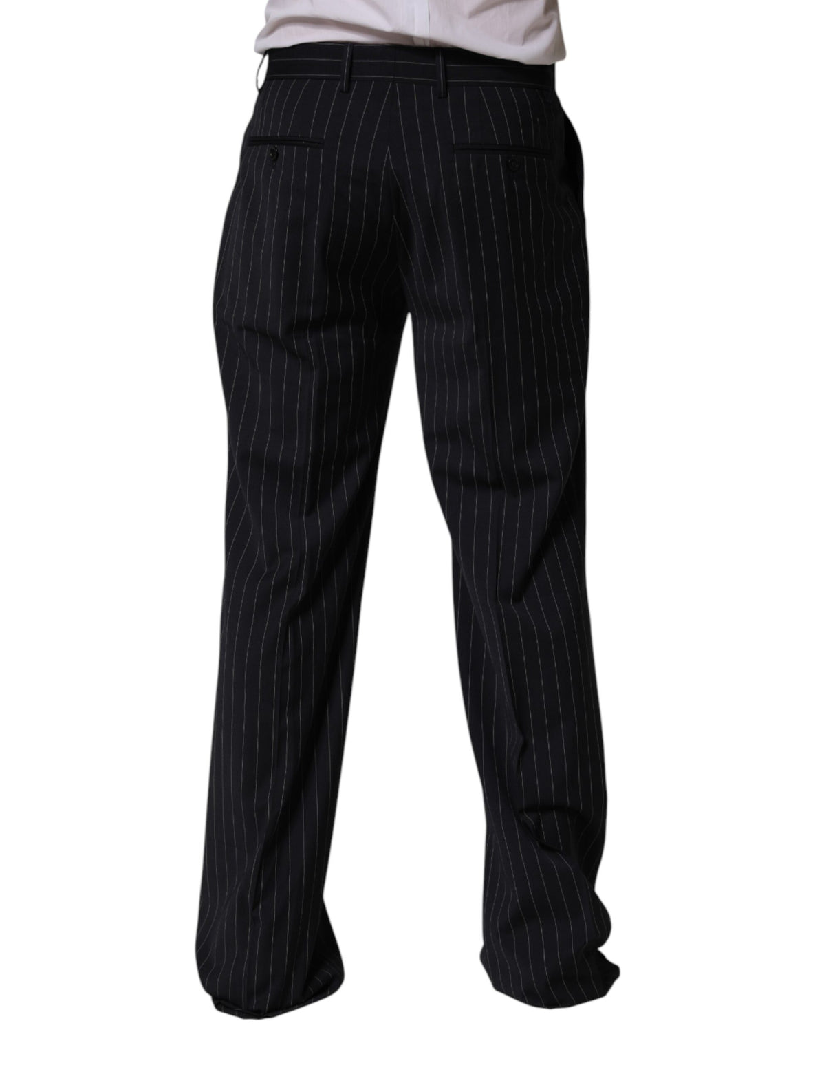 Dolce & Gabbana Black Stripe Straight Men Dress Trouser Pants