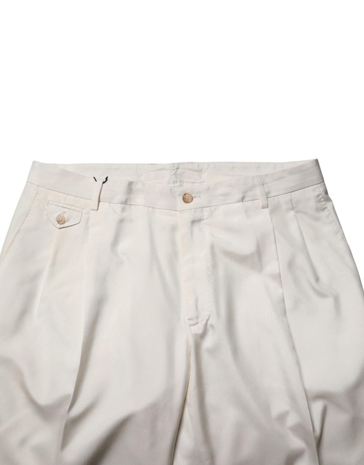 Dolce & Gabbana White Silk Tapered Dress Men Trouser Pants