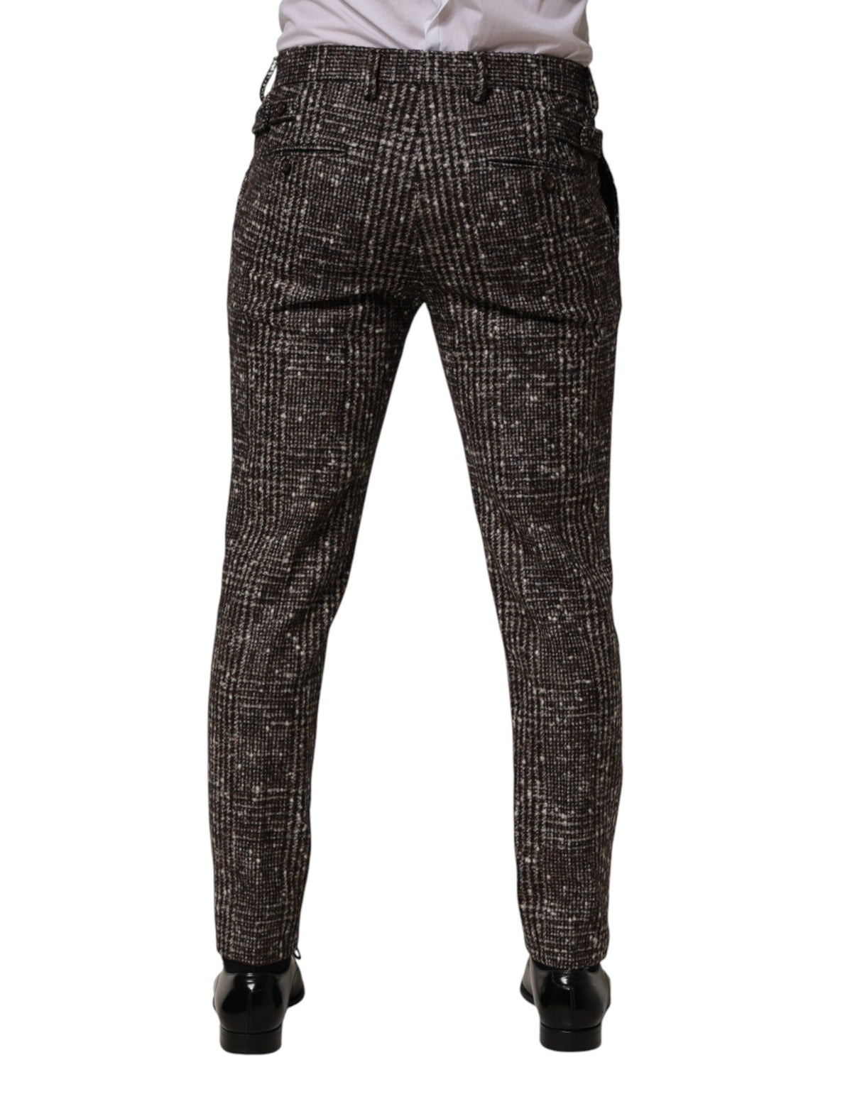 Dolce & Gabbana Brown Wool Plaid Skinny Dress Trouser Pants
