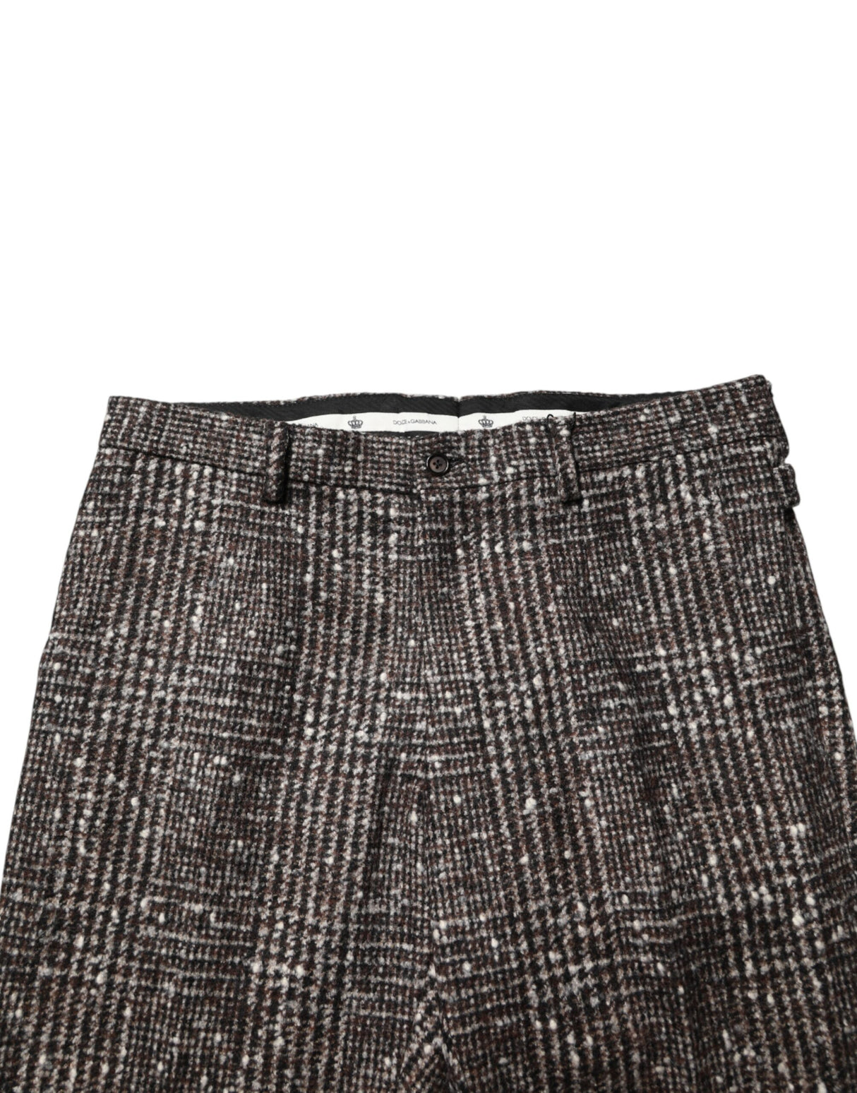 Dolce & Gabbana Brown Wool Plaid Skinny Dress Trouser Pants