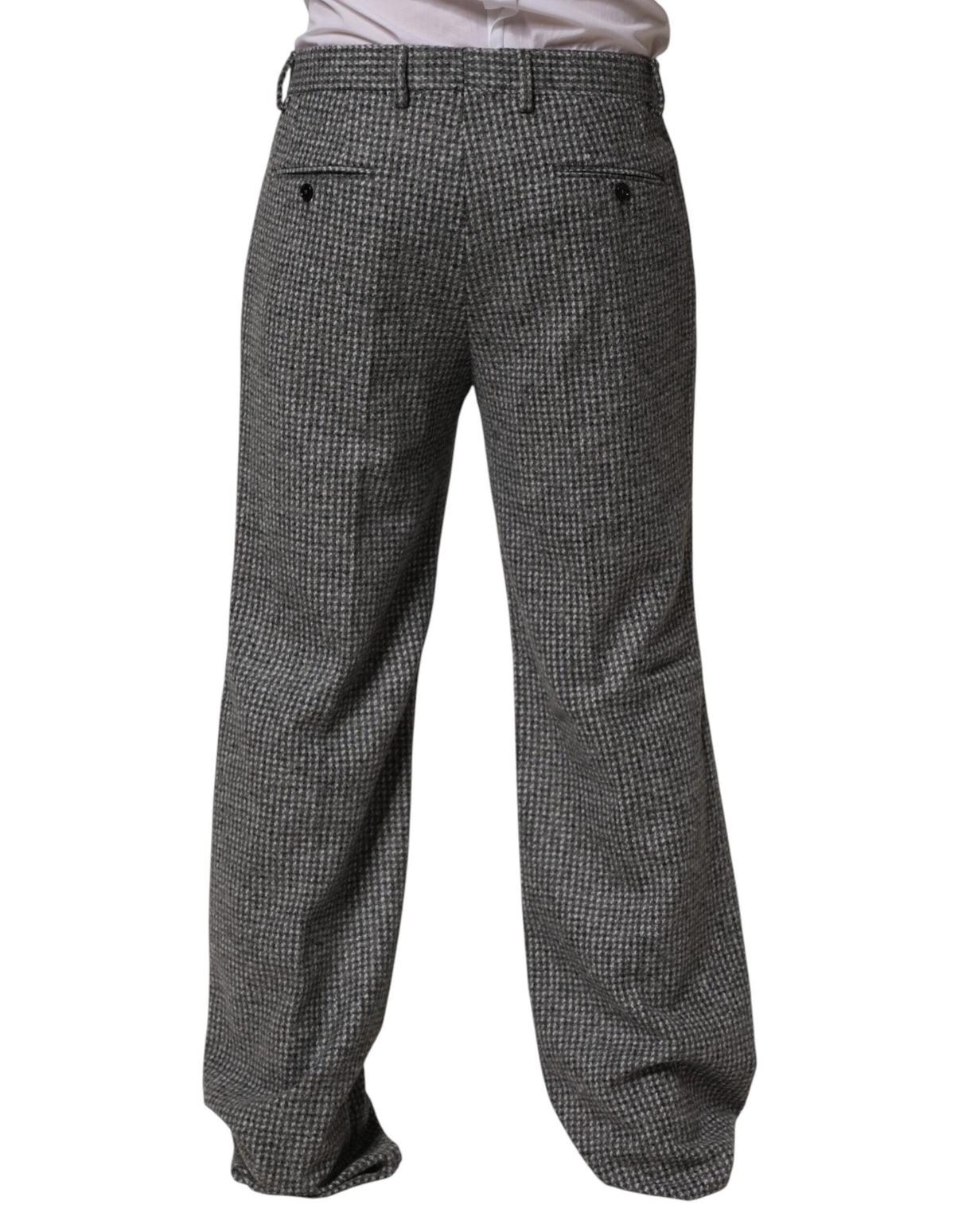 Dolce & Gabbana Gray Houndstooth Straight Dress Trouser Pants