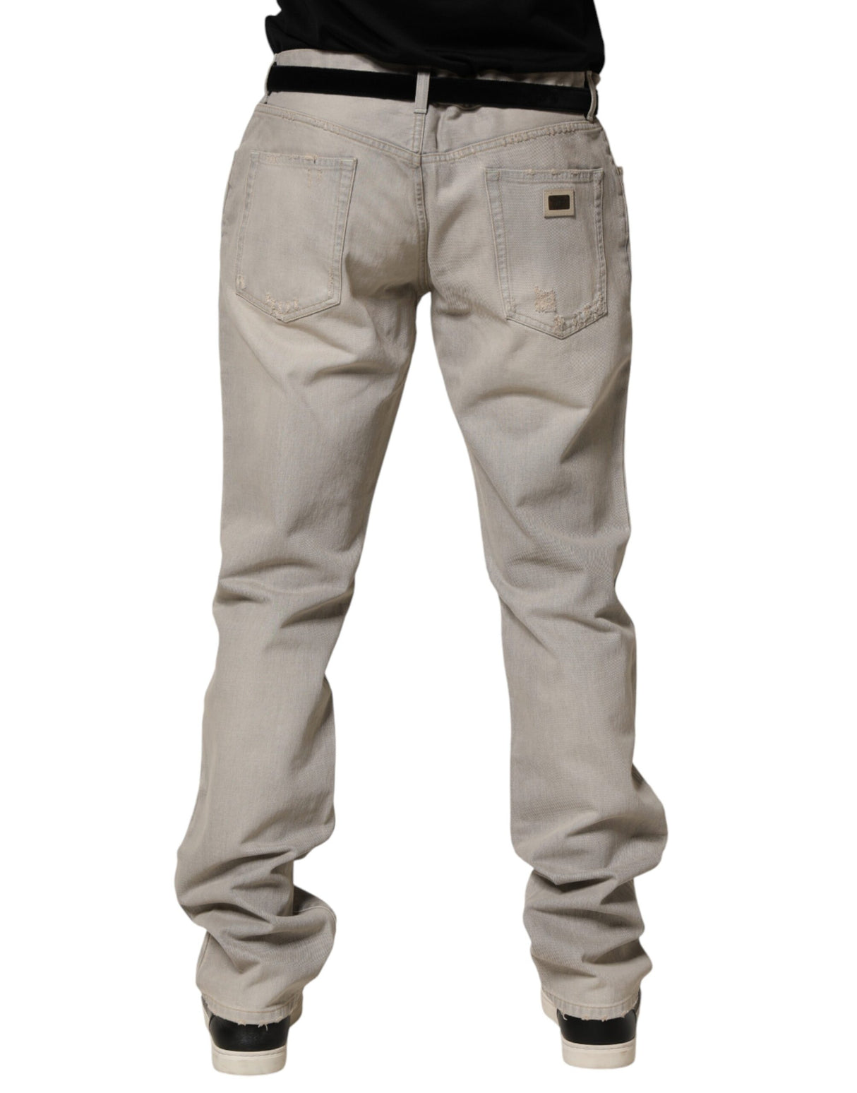 Dolce & Gabbana Light Gray Cotton Straight Denim Trouser Jeans