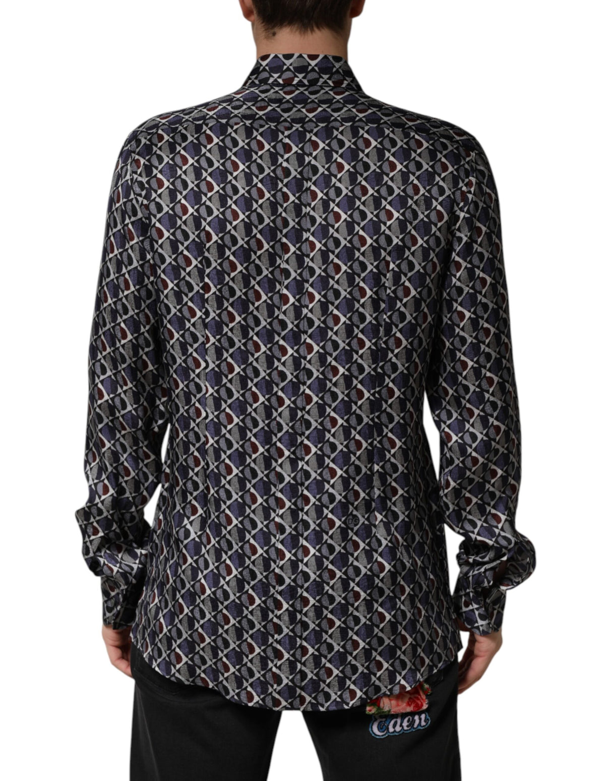 Dolce & Gabbana Multicolor Patterned Collared GOLD Men Dress Shirt