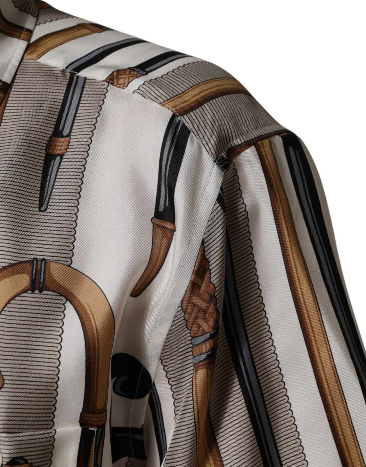 Dolce & Gabbana Multicolor Walking Stick Print Men Shirt