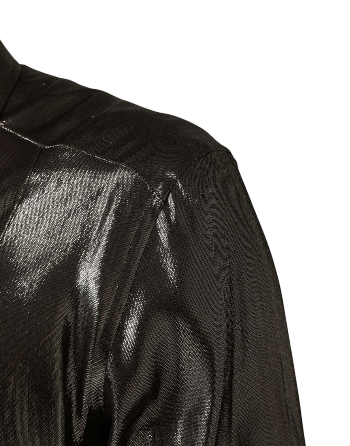 Dolce & Gabbana Silver Silk GOLD Collared Dress Formal Shirt