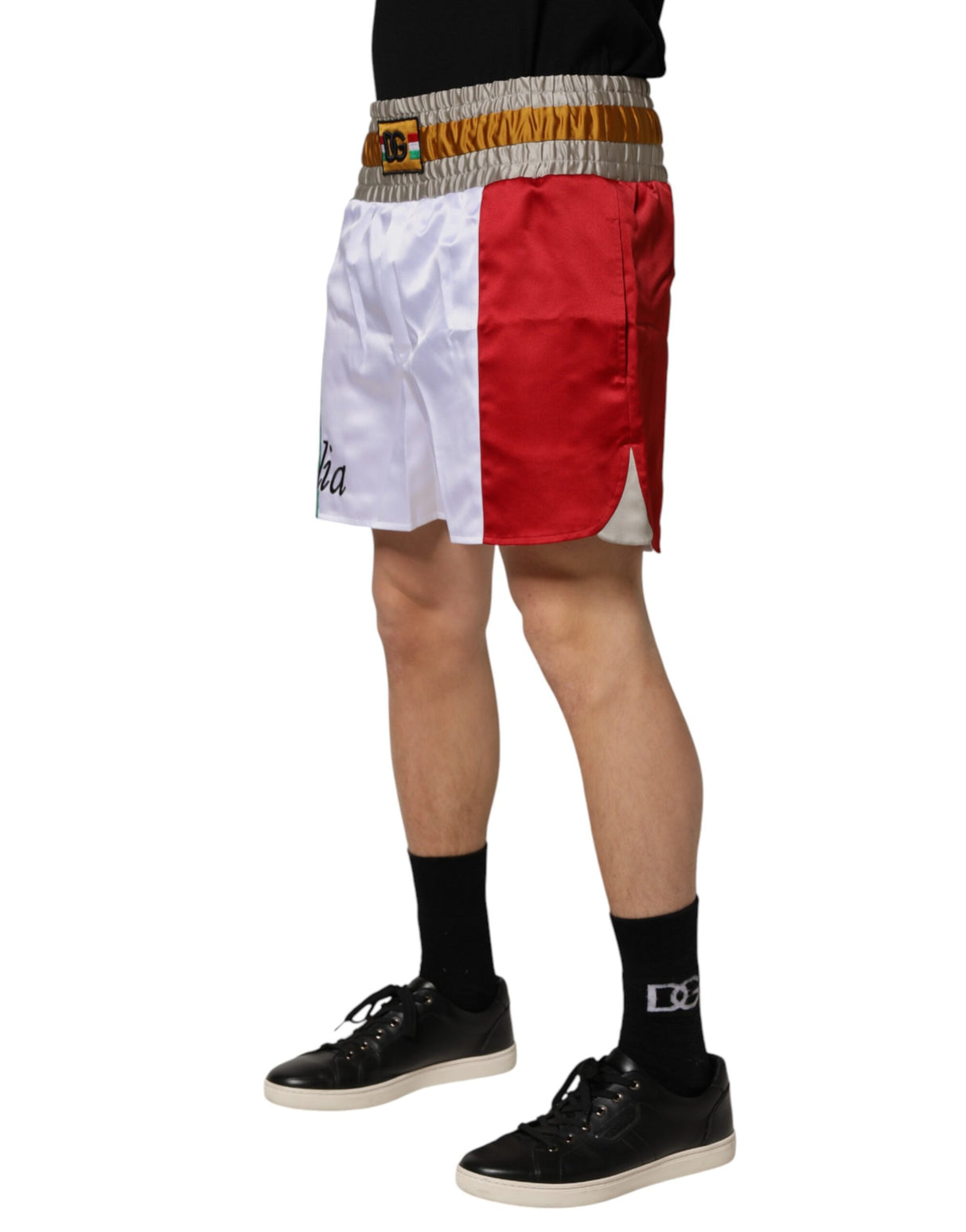Dolce & Gabbana Multicolor Italia Polyester Bermuda Shorts