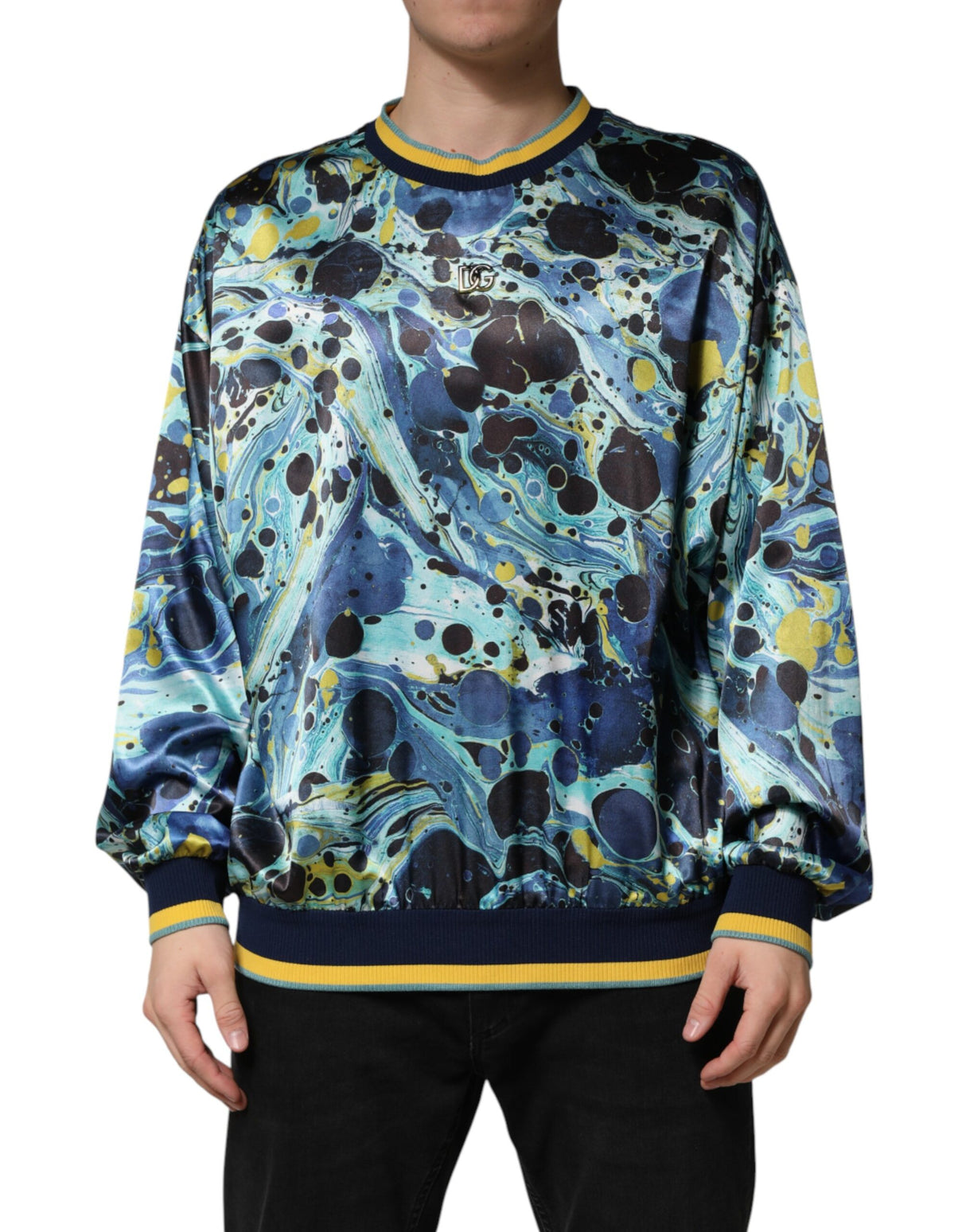 Dolce & Gabbana Multicolor Marble Print Pullover Sweater
