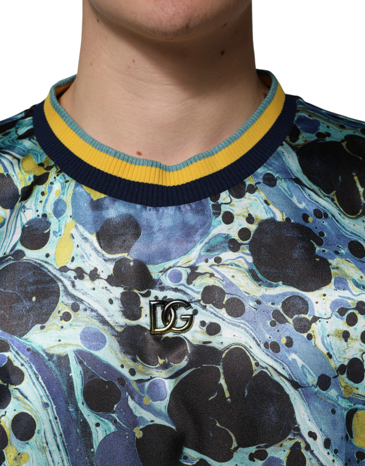 Dolce & Gabbana Multicolor Marble Print Pullover Sweater