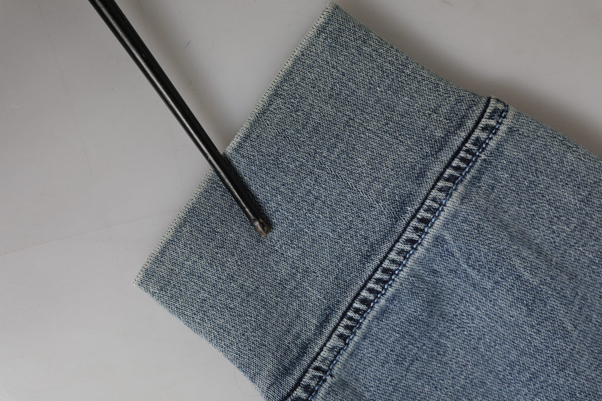 Dolce & Gabbana Blue Cotton Logo Hooded Sweatshirt Sweater