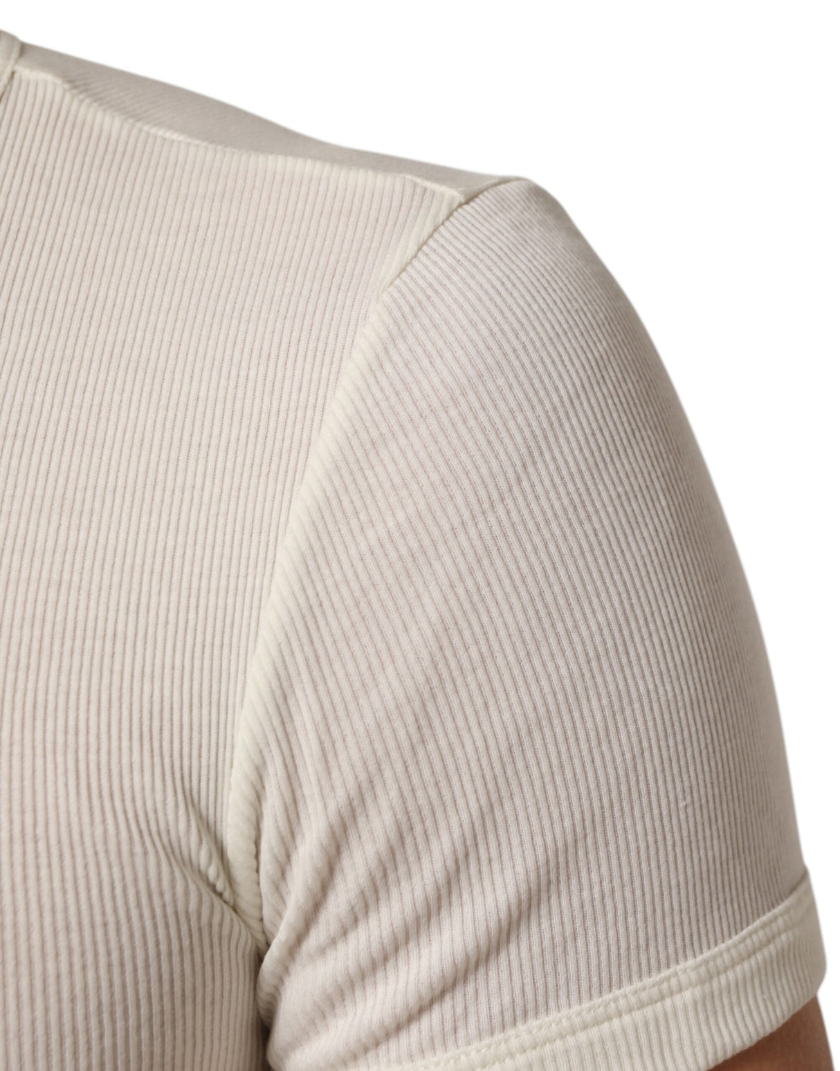 Dolce & Gabbana Off White Cotton Short Sleeve Henley T-shirt