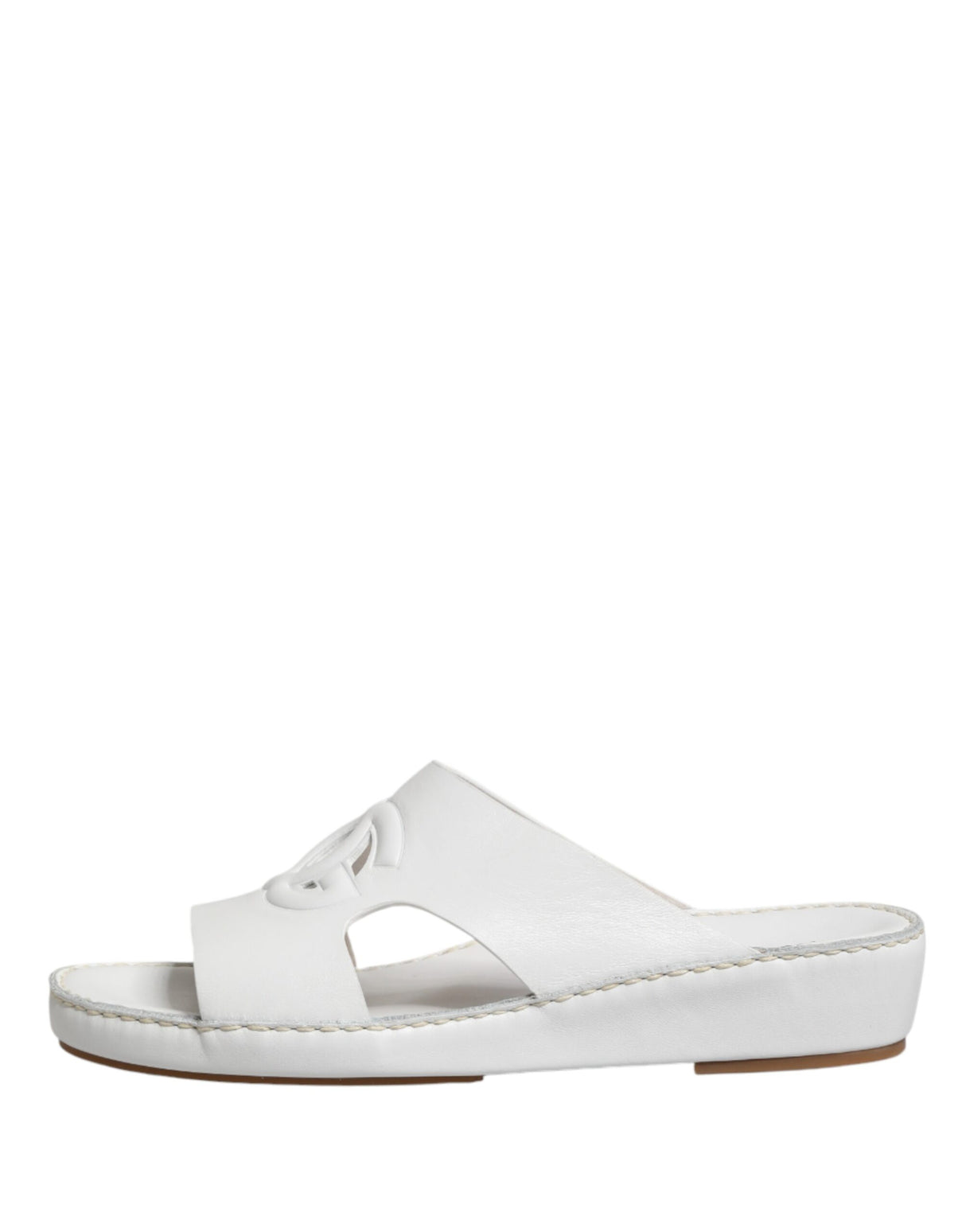 Dolce & Gabbana White DG Cutout Slides Slippers Flats Shoes