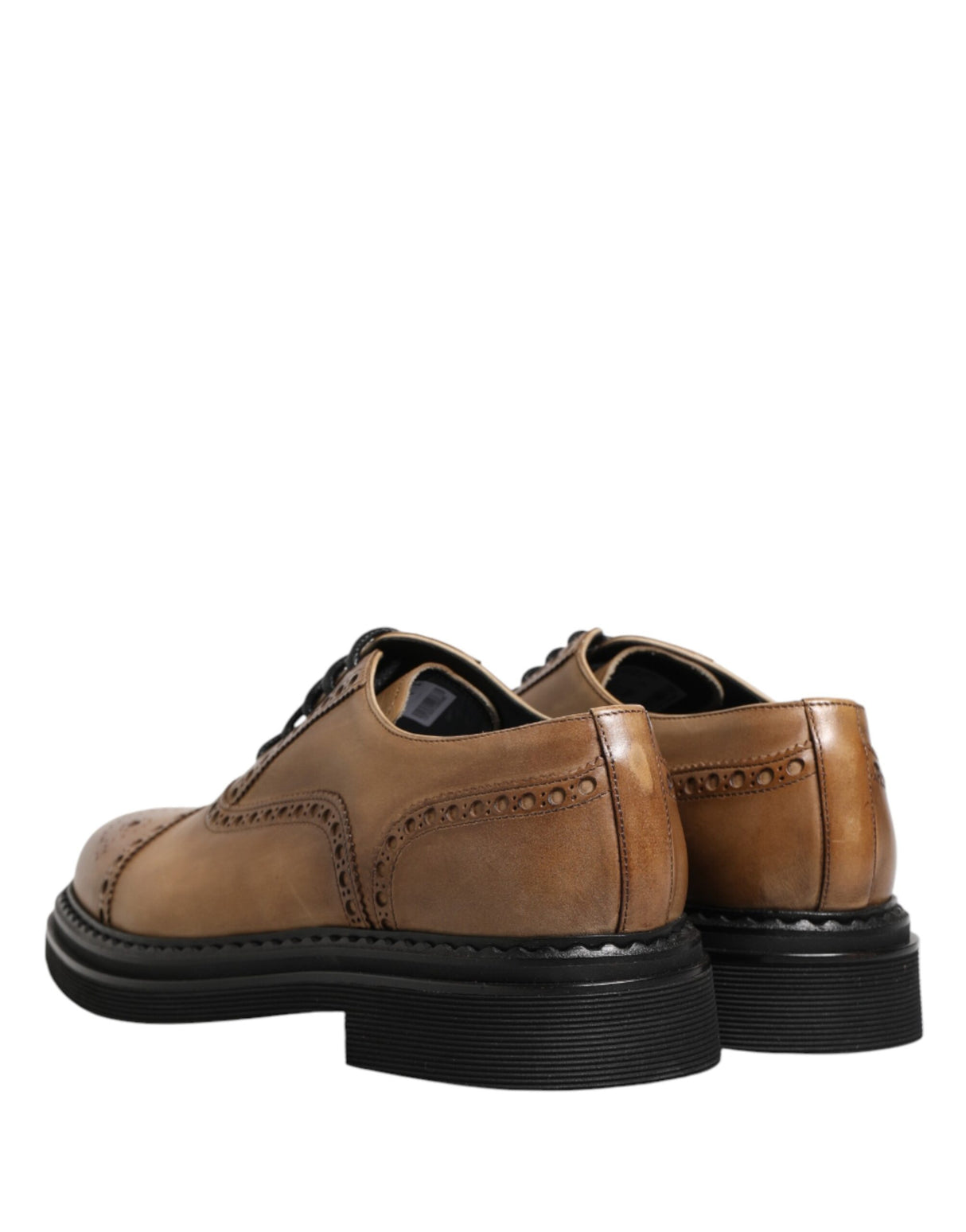 Dolce & Gabbana Brown Lace Up Leather Brogue Derby Men Shoes