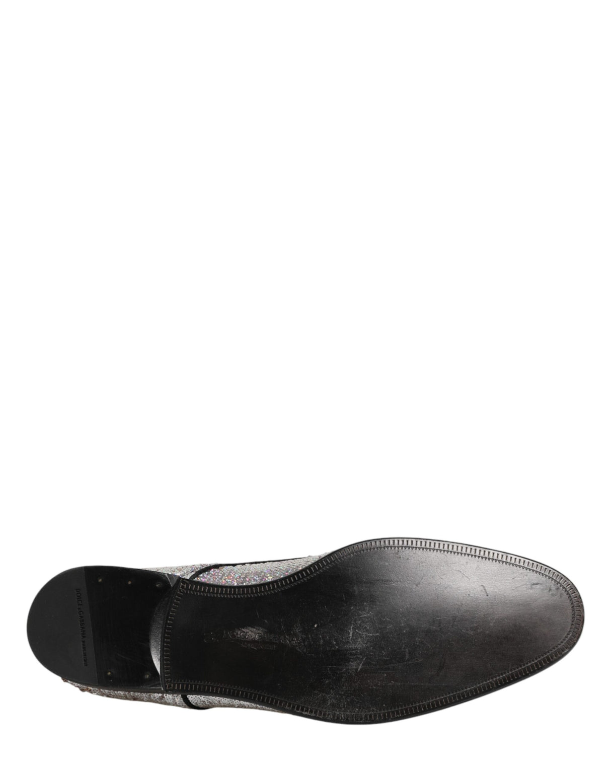 Dolce & Gabbana Silver Sequined Lace Up Men Derby Dress Shoes
