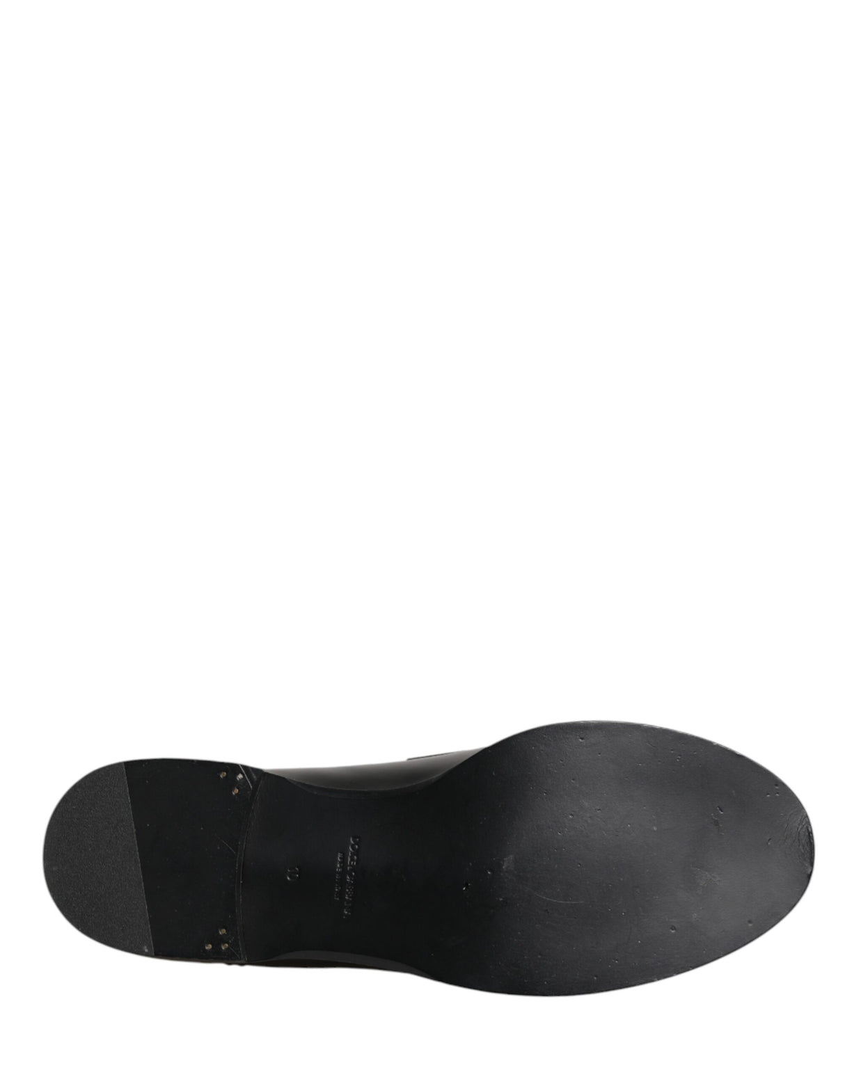 Dolce & Gabbana Black Leather DG Plaque Loafers Dress Shoes