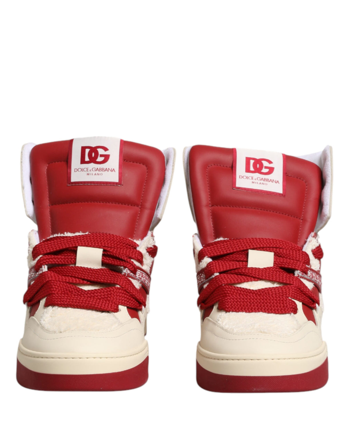 Dolce & Gabbana White Red Custom 2.Zero High Top Men Sneakers Shoes
