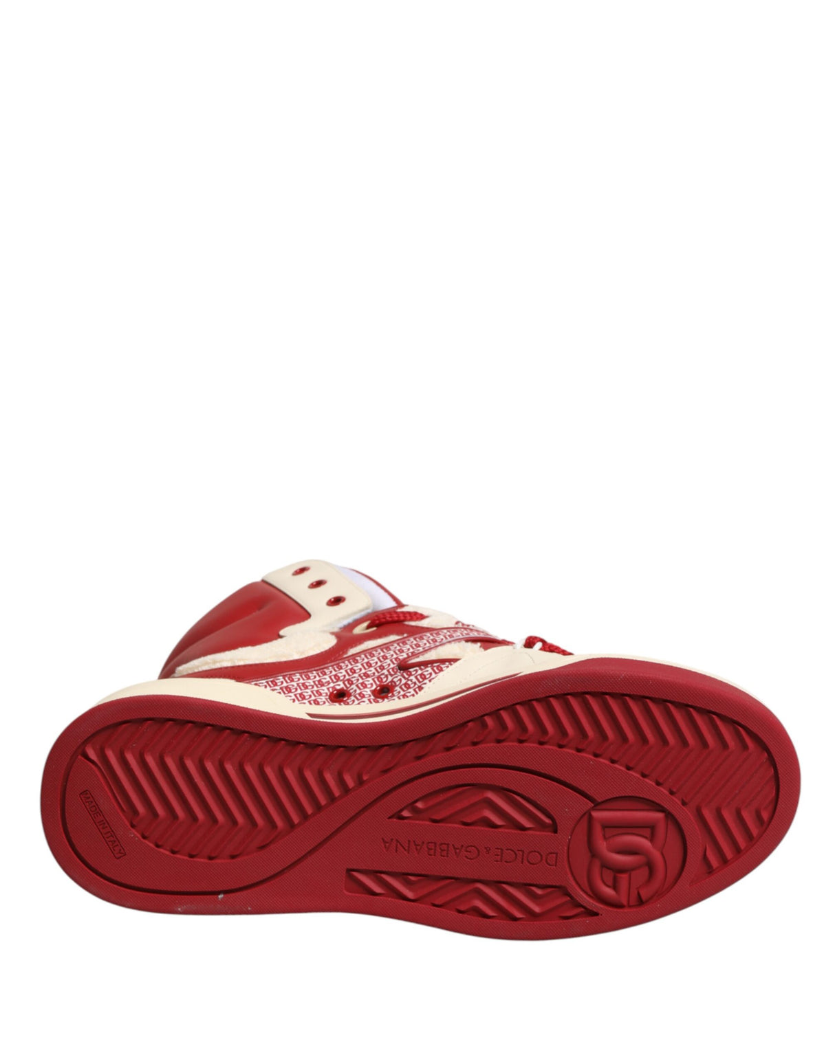 Dolce & Gabbana White Red Custom 2.Zero High Top Men Sneakers Shoes