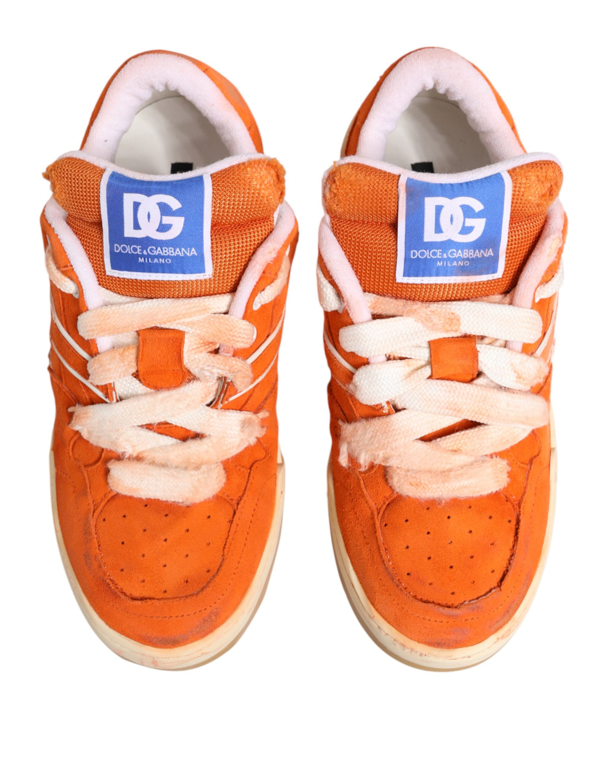 Dolce & Gabbana Orange Suede New Roma Low Top Sneakers Shoes