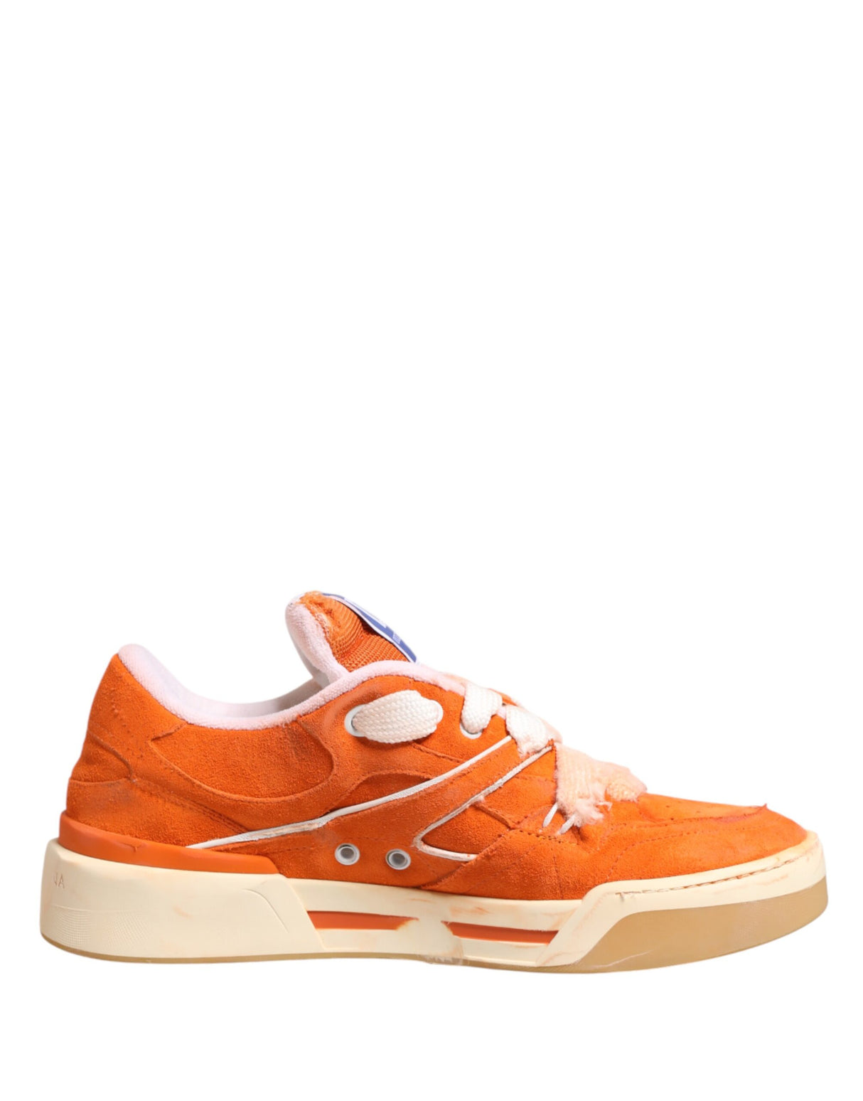 Dolce & Gabbana Orange Suede New Roma Low Top Sneakers Shoes