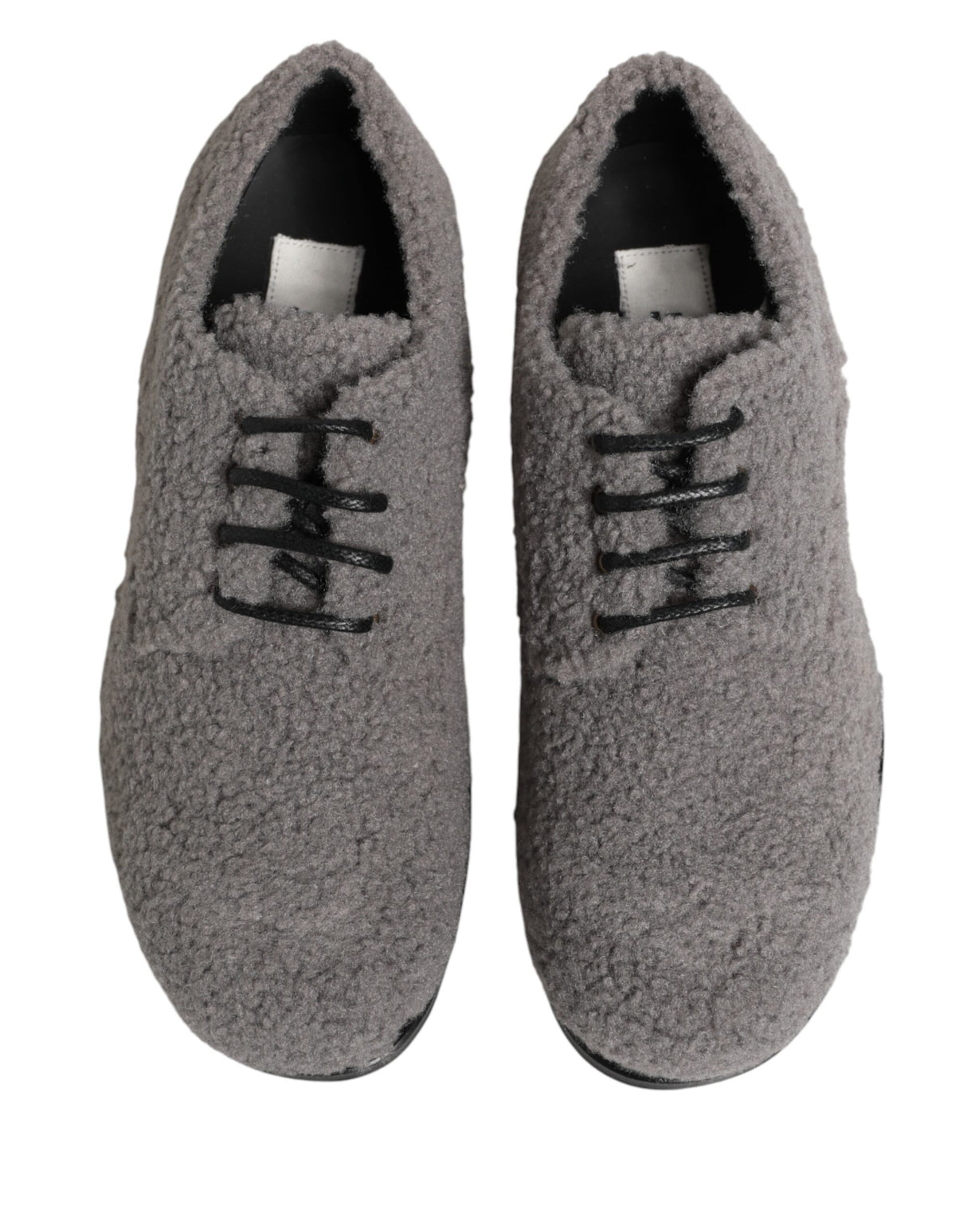 Dolce & Gabbana Gray Fleece Lace Up Men Derby Dress Shoes