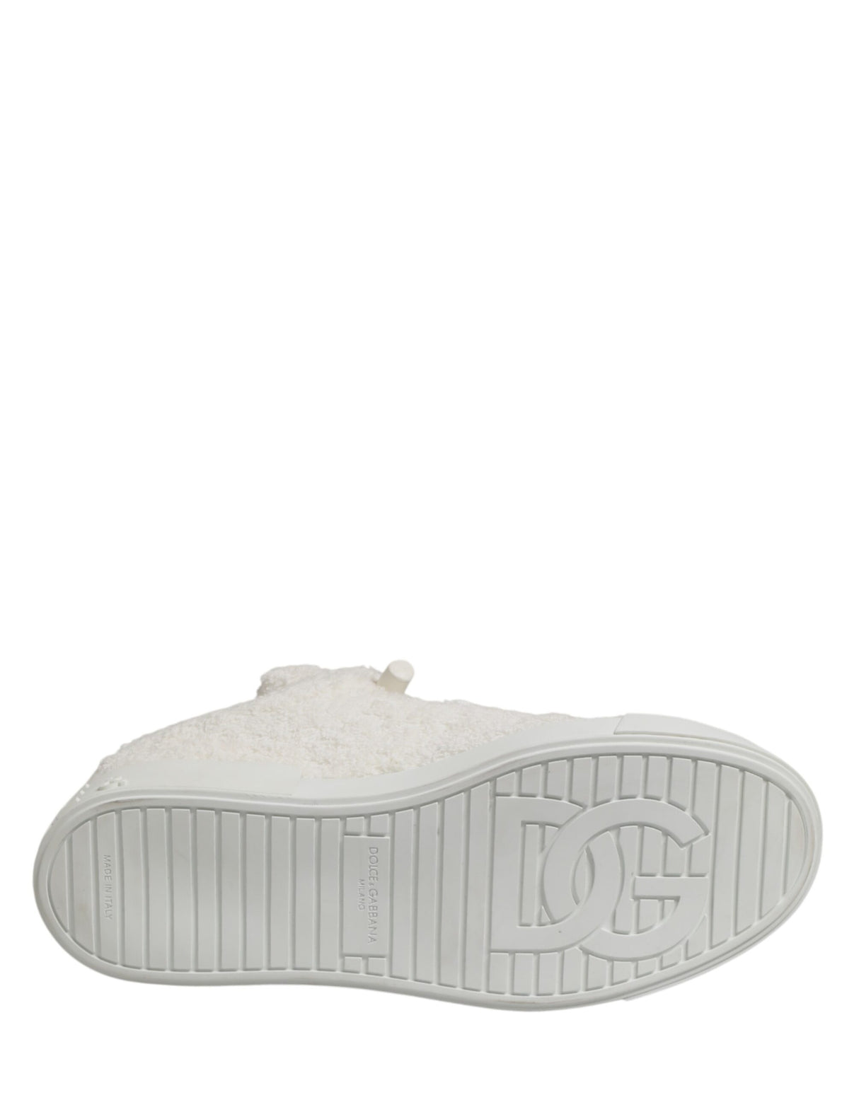 Dolce & Gabbana White Faux Shearling Low Top Sneakers Shoes