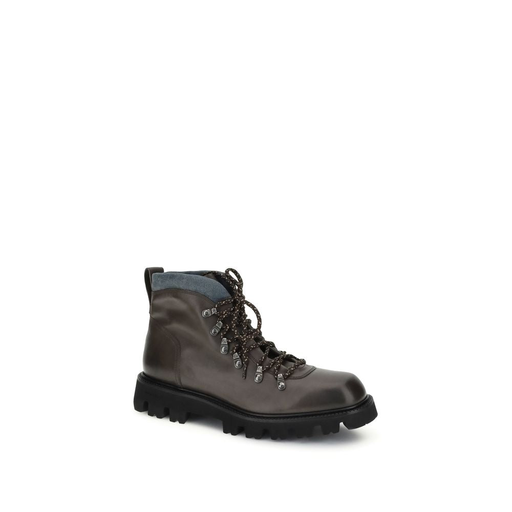 Fratelli Rossetti Brown Calf Leather Bos Taurus Lace-Up Boots