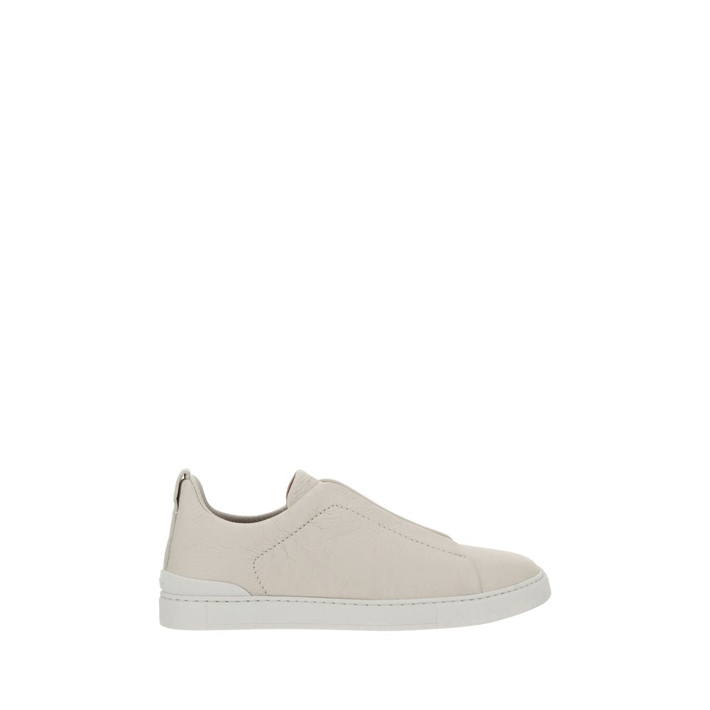 ZEGNA White Calf Leather Bos Taurus Sneakers