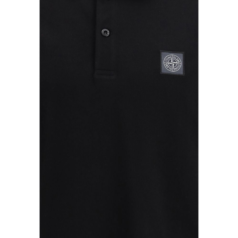 Stone Island Black Cotton Polo Shirt