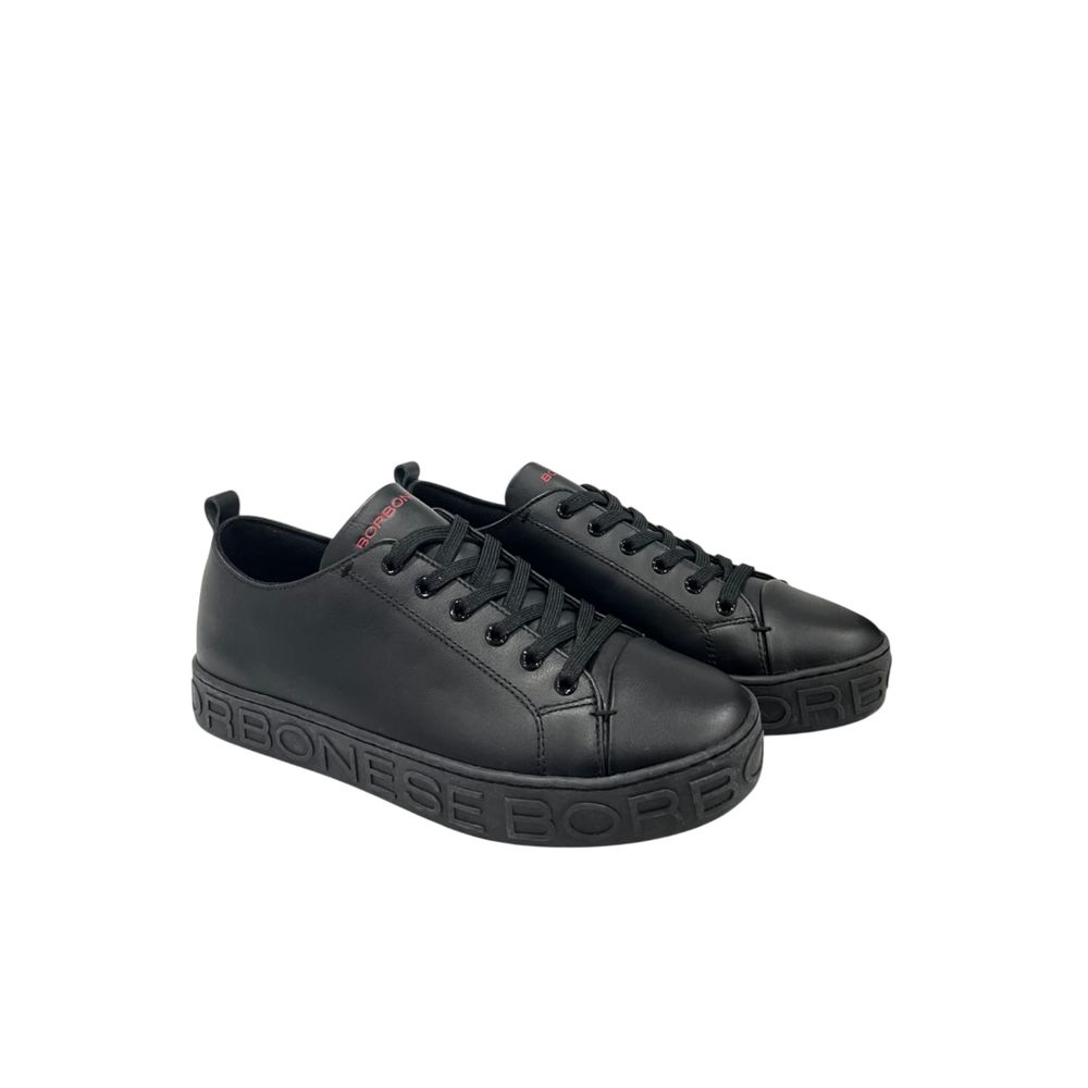 Borbonese Black Leather Men Sneaker