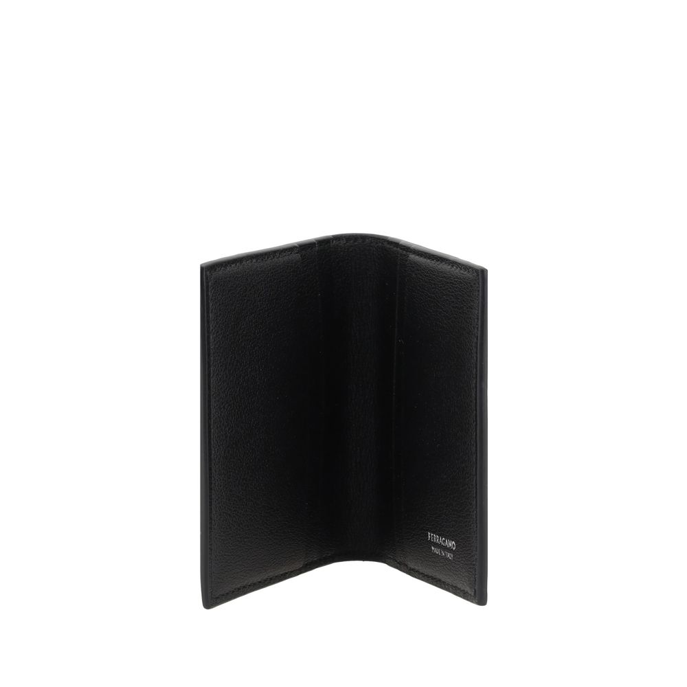 Ferragamo Black Calf Leather Bos Taurus Wallet
