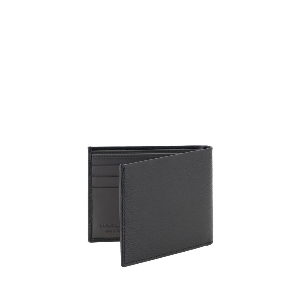 Ferragamo Black Calf Leather Bos Taurus Wallet
