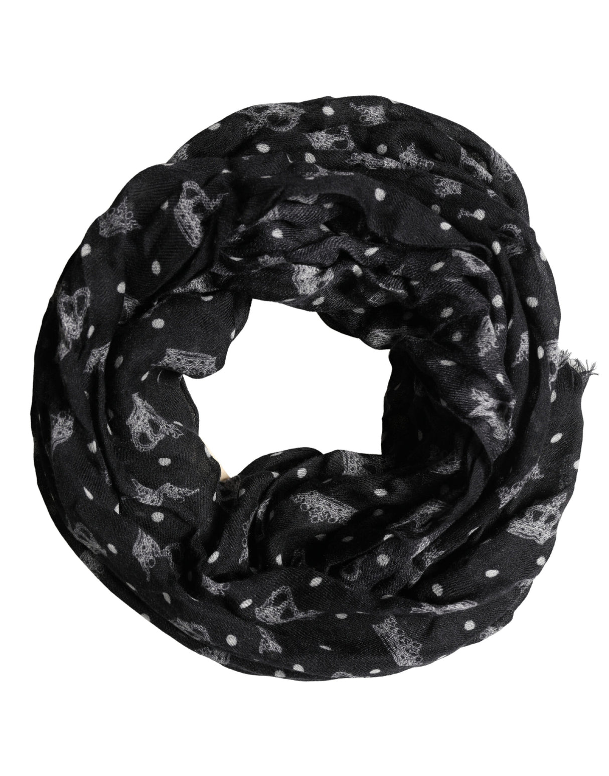 Dolce & Gabbana Black Wool Crown Print Fringe Neck Wrap 180cm x 65cm Scarf