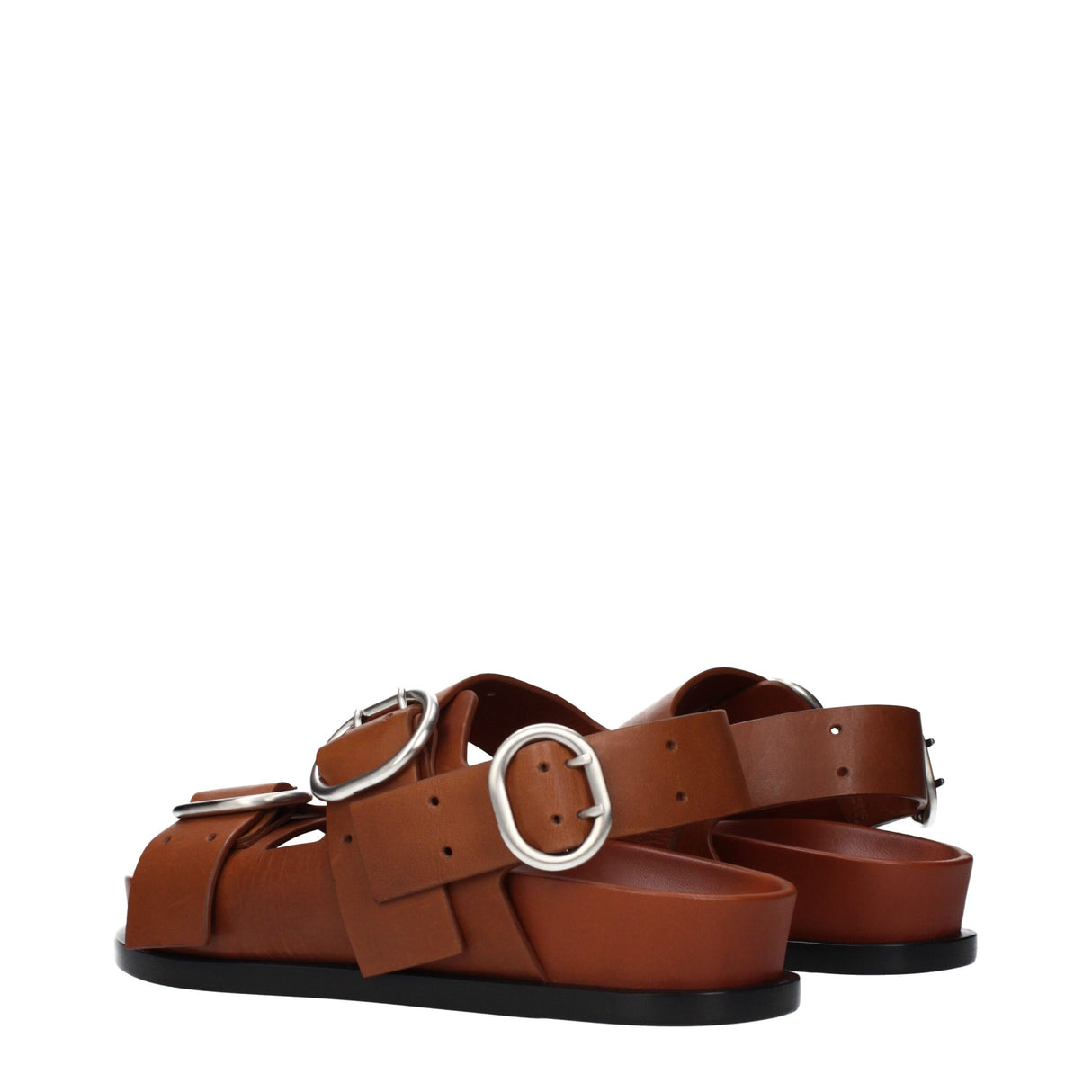 Jil Sander Brown Leather Strap-On Sandals