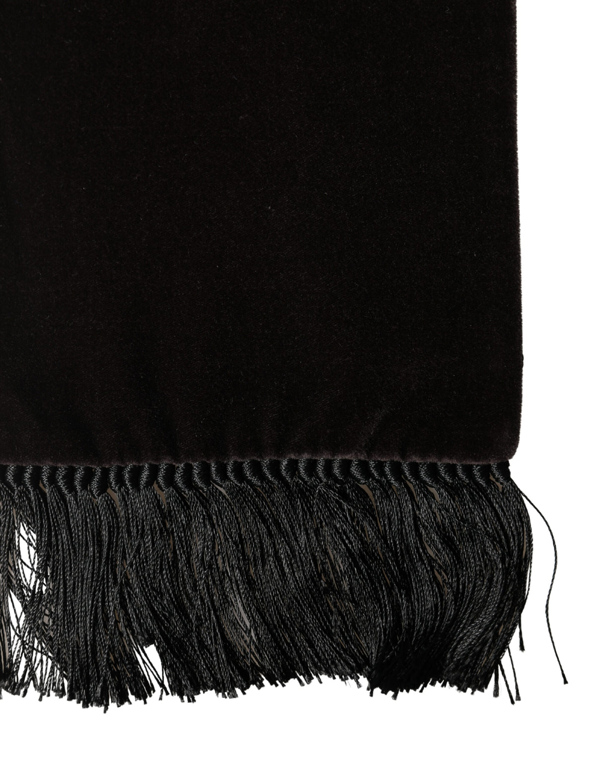 Dolce & Gabbana Black Silk Fringe Neck Wrap Foulard 139.5cm x 15.5cm Scarf