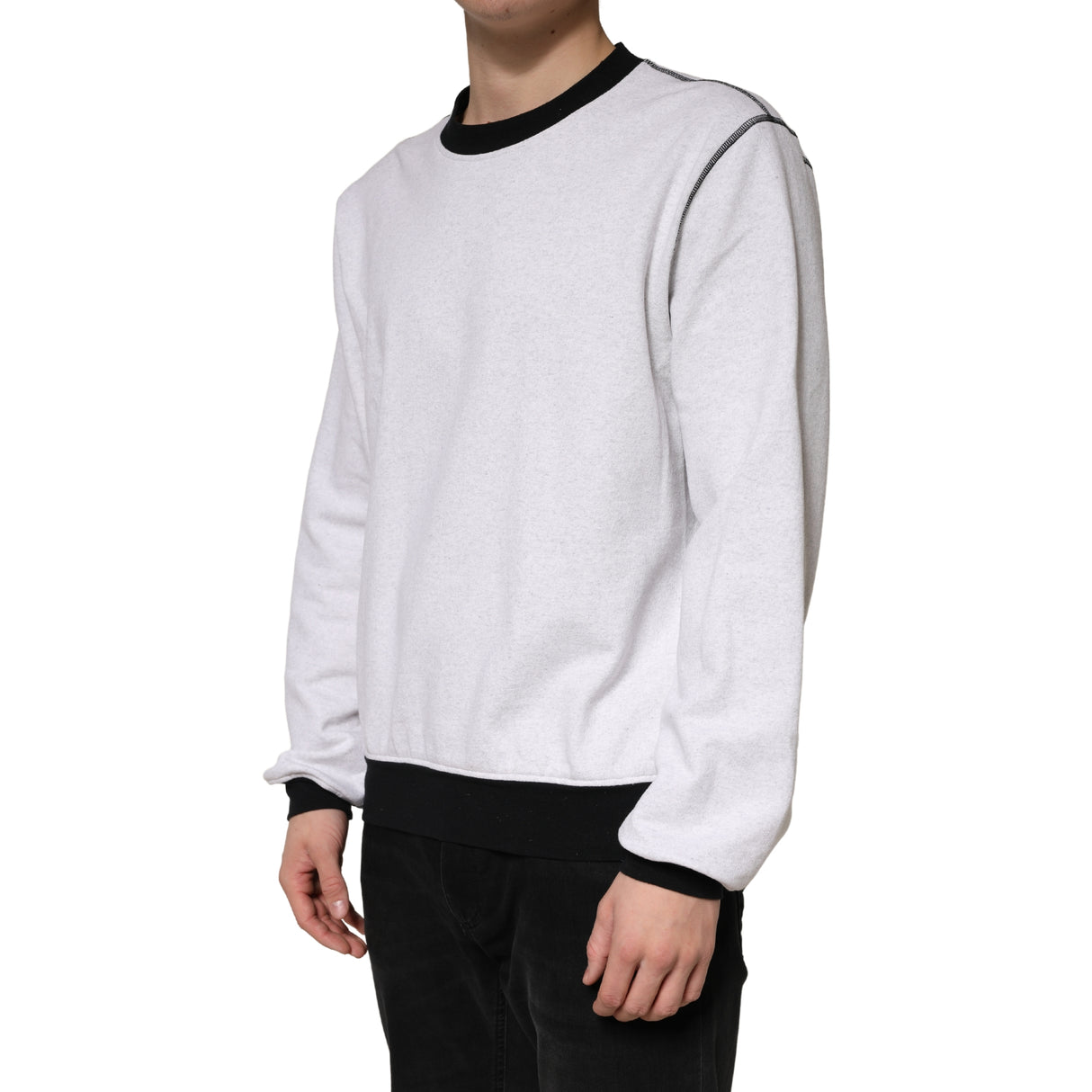 Dolce & Gabbana Light Grey Cotton Crewneck Sweatshirt Sweater