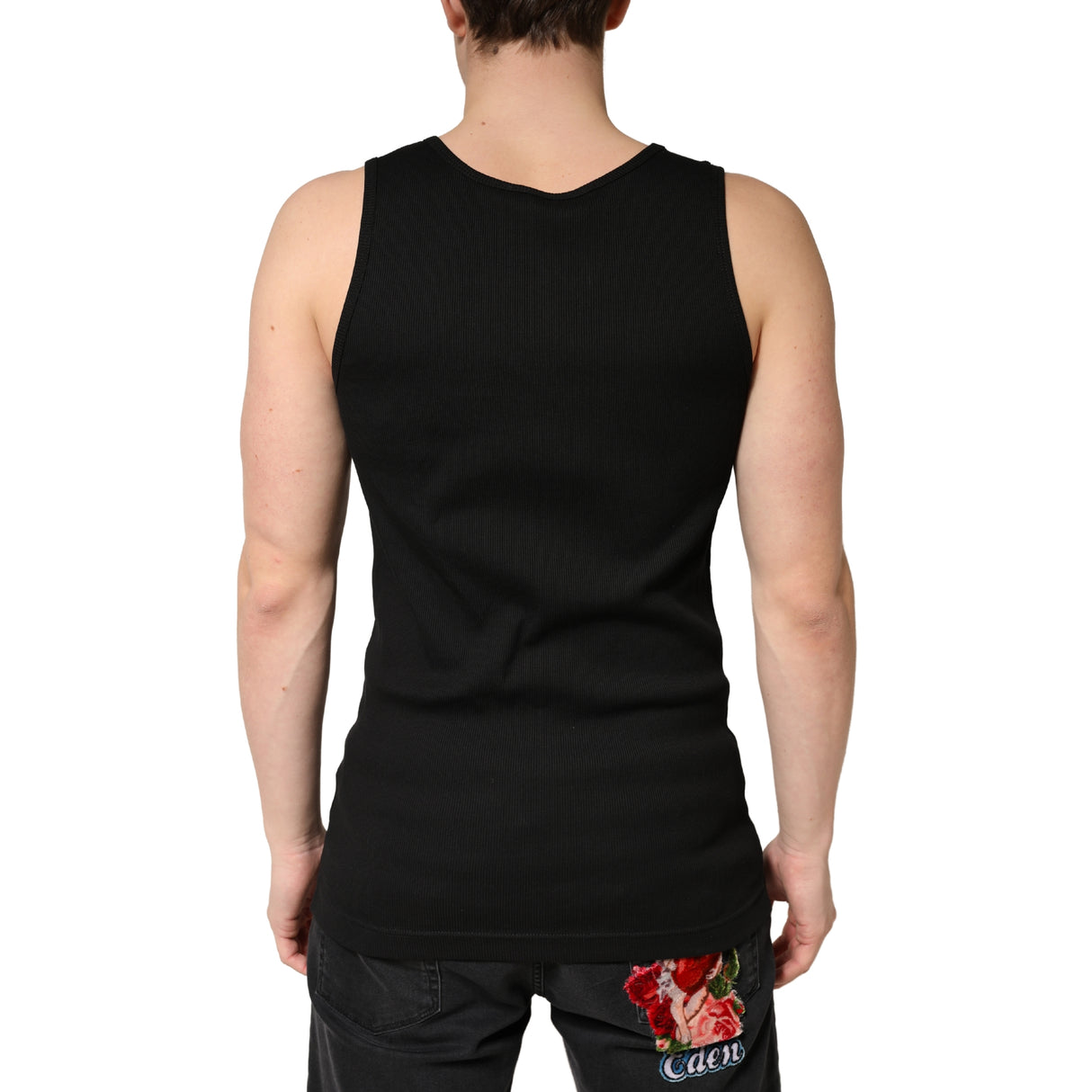 Dolce & Gabbana Black Cotton Ribbed Sleeveless Tank Top T-shirt