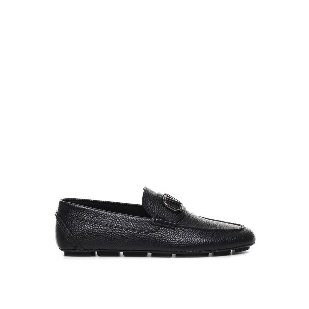 Valentino Garavani Black Leather Slip-On Loafers