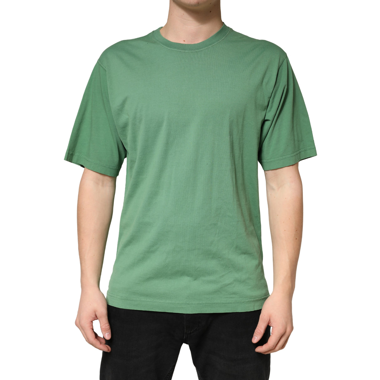 Dolce & Gabbana LightGreen Cotton Crewneck Short Sleeve T-Shirt