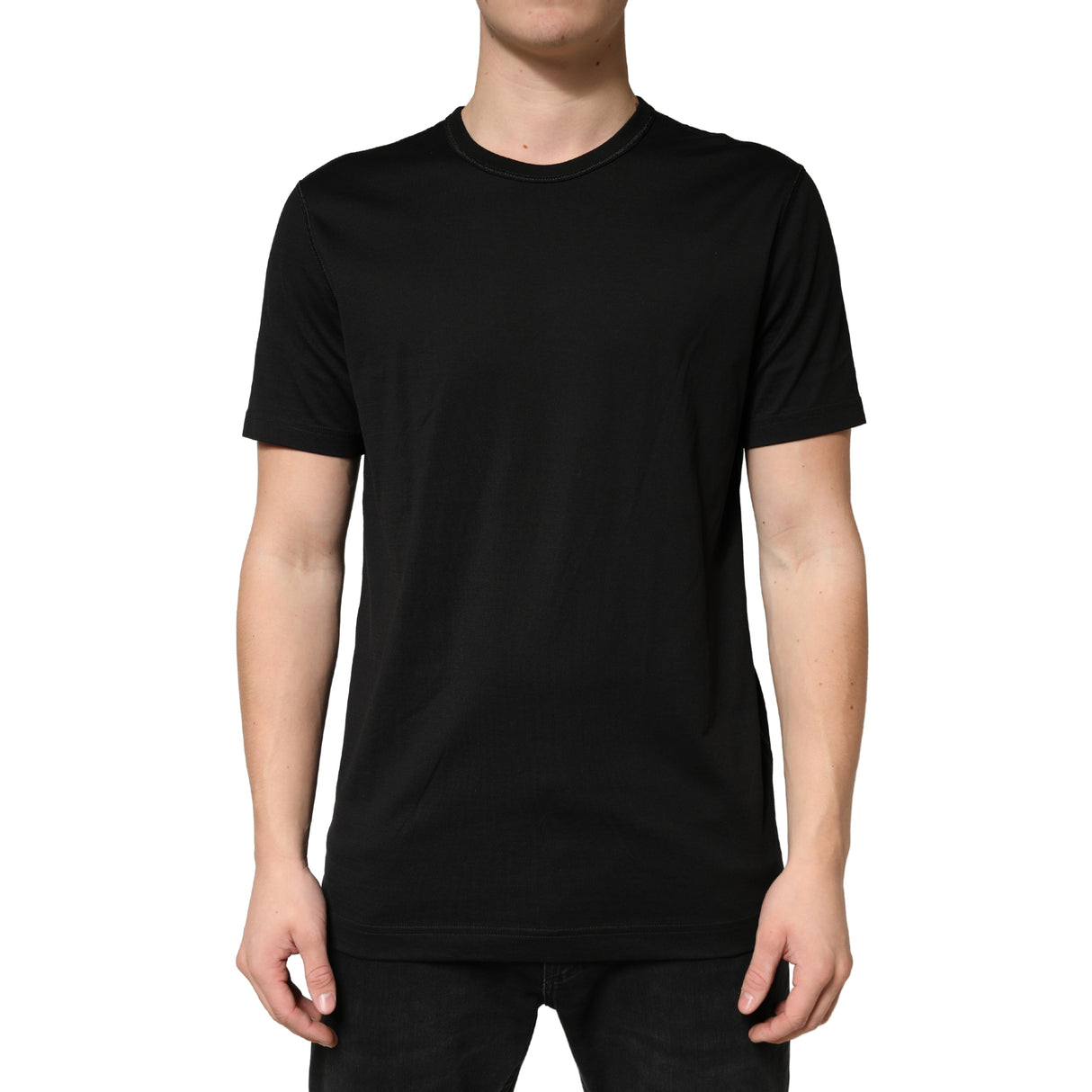 Dolce & Gabbana Black Cotton Crewneck Short Sleeve T-Shirt