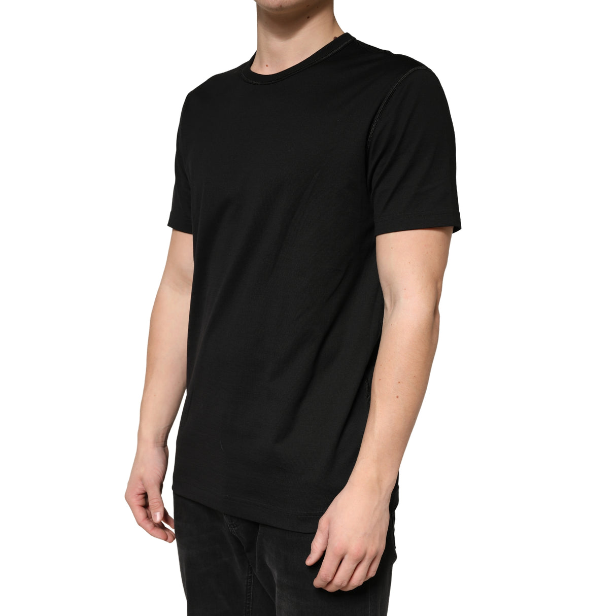 Dolce & Gabbana Black Cotton Crewneck Short Sleeve T-Shirt