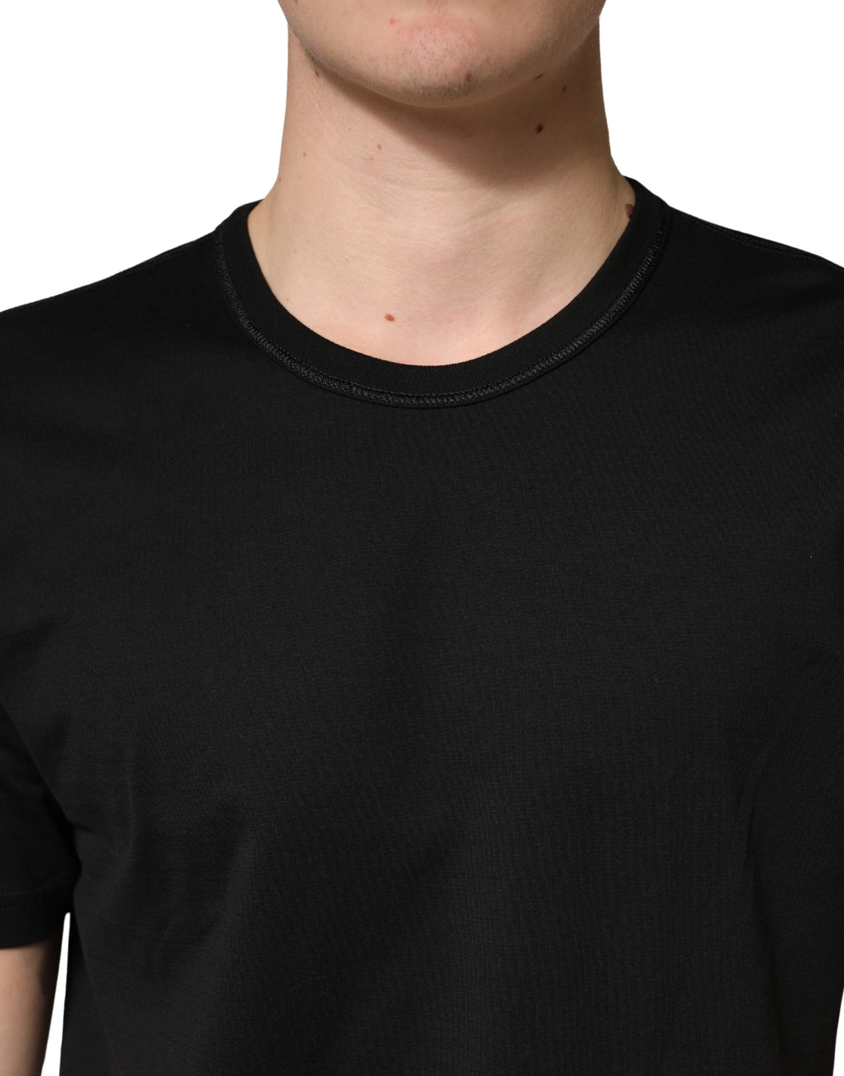 Dolce & Gabbana Black Cotton Crewneck Short Sleeve T-Shirt