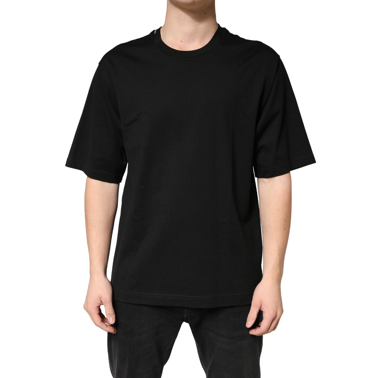 Dolce & Gabbana Black Cotton Crewneck Short Sleeve T-Shirt