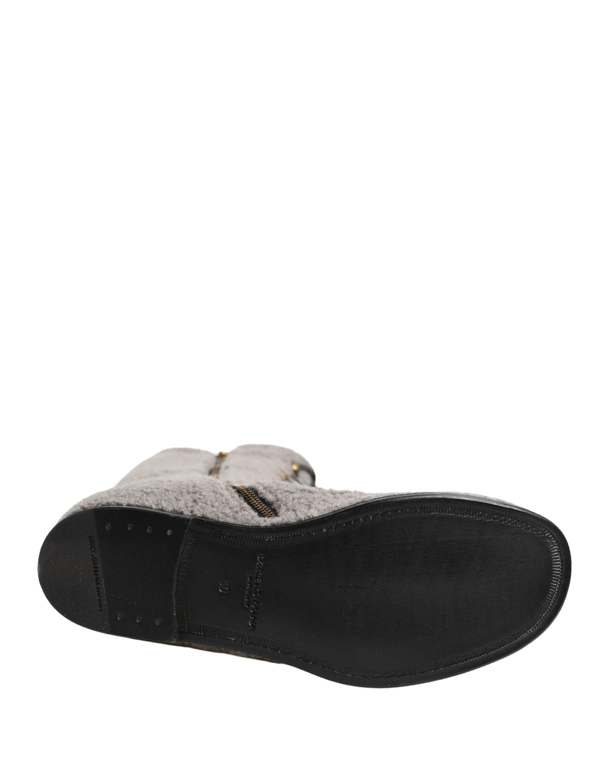 Dolce & Gabbana Gray Shearling Lace Up Knee High Boots Shoes