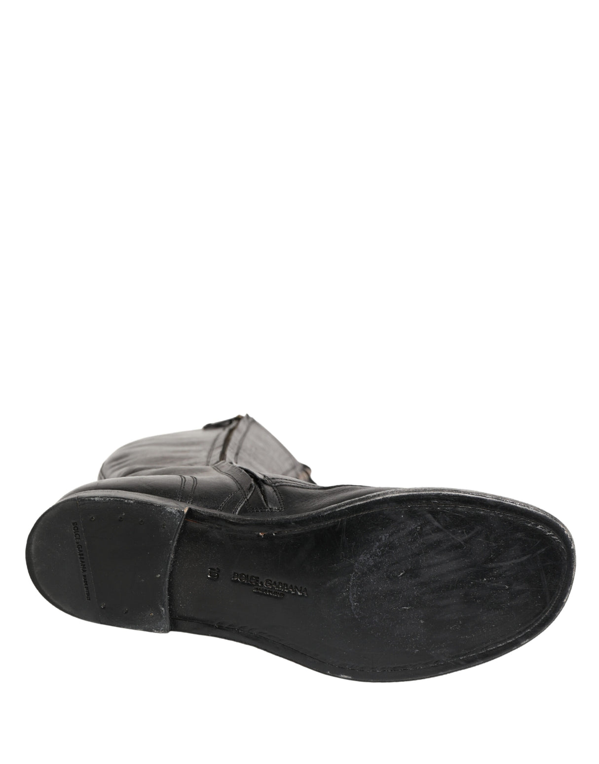 Dolce & Gabbana Re-Edition Black Leather Lace Up Boots Shoes