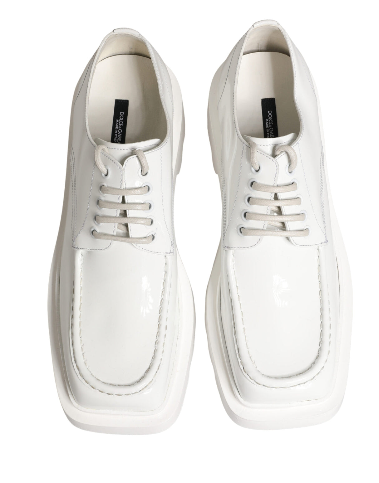 Dolce & Gabbana White Leather Chunky Sole Derby Shoes