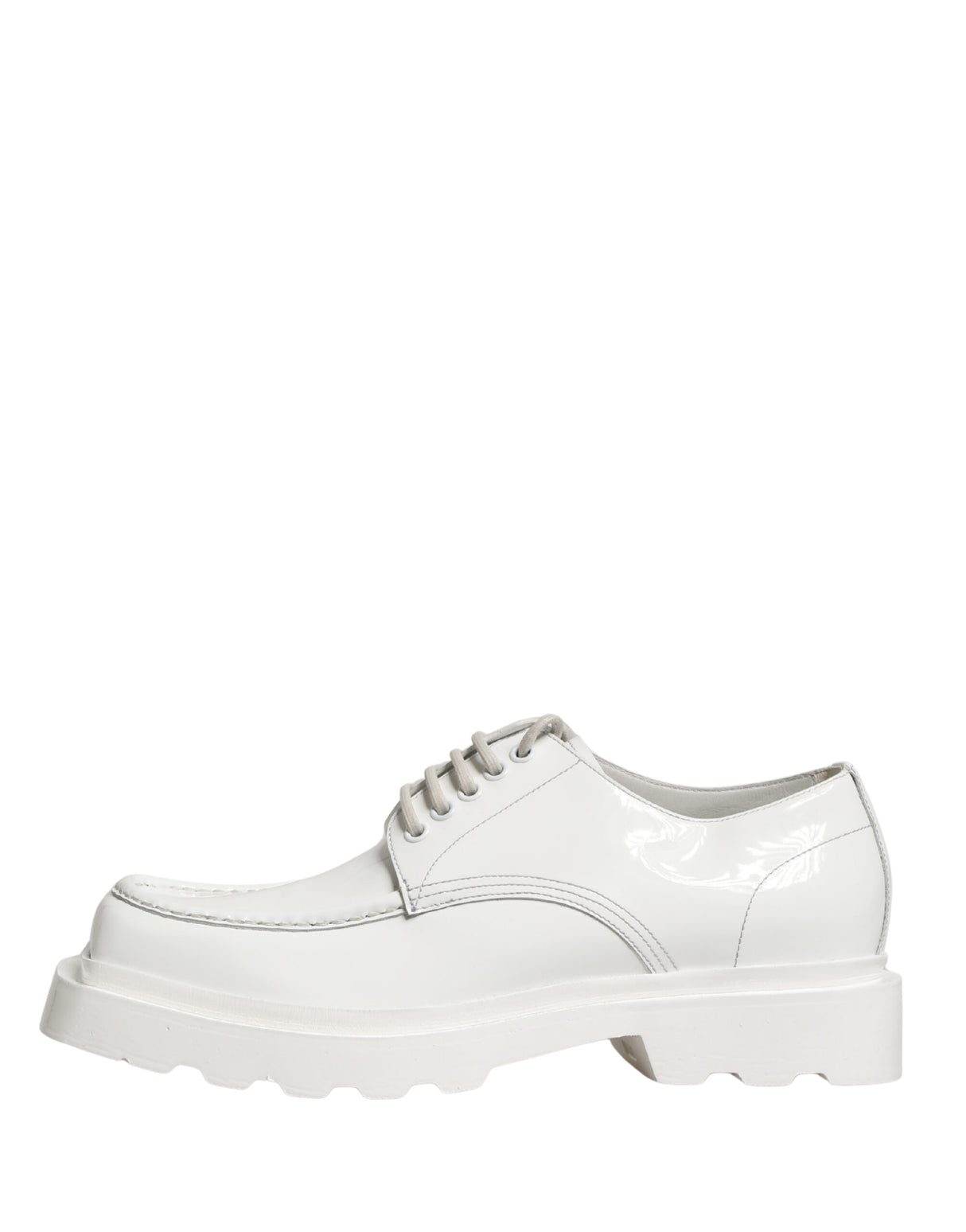 Dolce & Gabbana White Leather Chunky Sole Derby Shoes